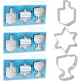 thumbnail image 1 of The Dreidel Company Stainless Steel Hanukkah Cookie Cutters, Three Hanukkah Menorah, Dreidel, Star Shaped (24-Pack), 1 of 5