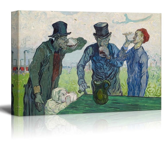 The Drinkers by Van Gogh Giclee Canvas Prints Wrapped Gallery Wall Art | Stretched and Framed Ready to Hang - 16" x 24"
