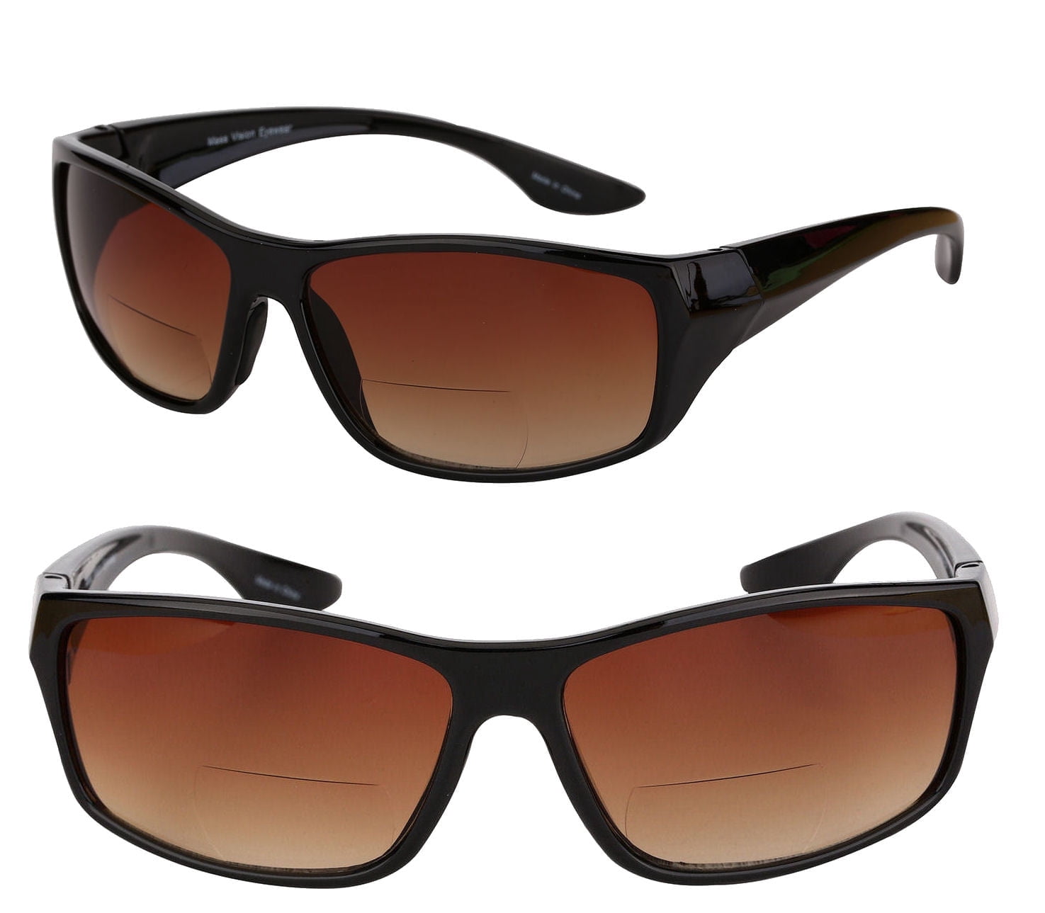 "The Driver" 2 Pair of Bifocal Sunglasses Featuring High Definition Driving Lenses for Men and Women - Black/Black - 3.00
