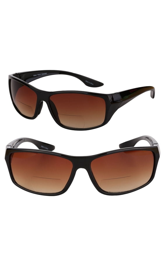 "The Driver" 2 Pair of Bifocal Sunglasses Featuring High Definition Driving Lenses for Men and Women - Black/Black - 1.25