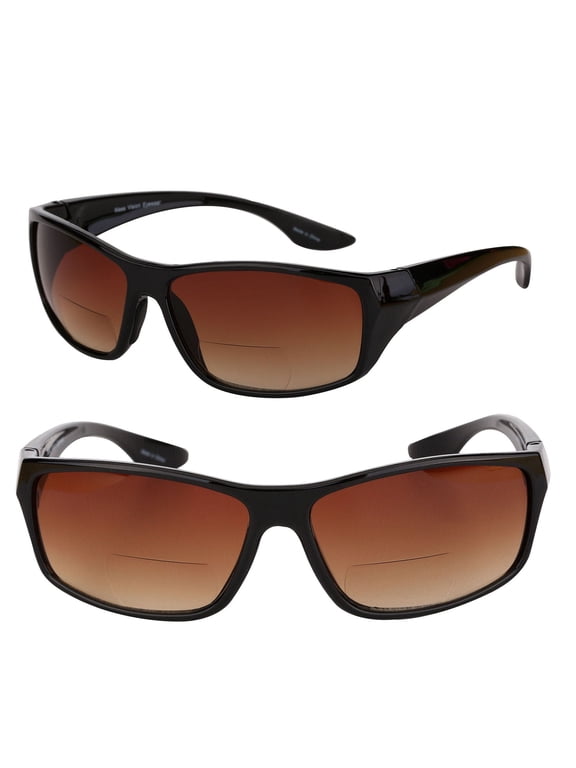 "The Driver" 2 Pair of Bifocal Sunglasses Featuring High Definition Driving Lenses for Men and Women - Black/Black - 2.00