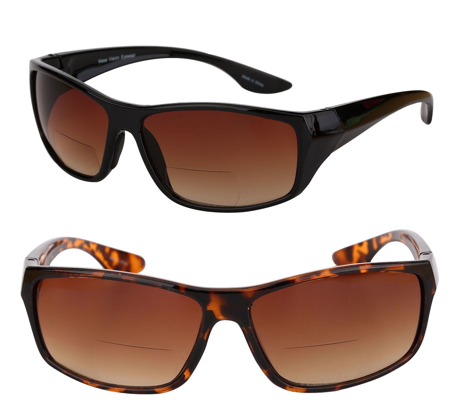 "The Driver" 2 Pair of Bifocal Sunglasses Featuring High Definition Driving Lenses for Men and Women - Black/Tortoise - 1.00