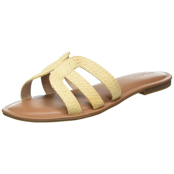 The Drop Monika Raffia Fashion Slip On Flat H-Band Slide All Seasons Sandals