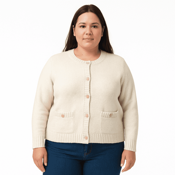 The Drop Women's Brigitte Chunky Knit Cardigan Sweater Ivory XXL Soft Button-Front Cozy Knit Layer