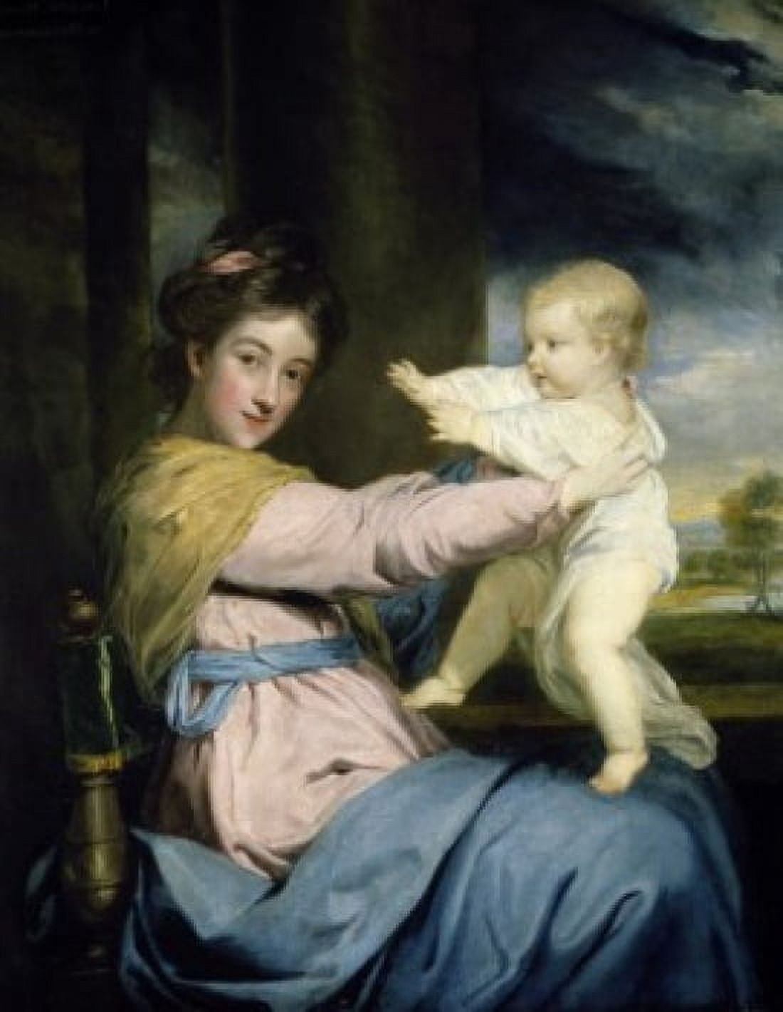 The Duchess Caroline Playing with her Son by Sir Joshua Reynolds (1723-1792) Canvas Art - Joshua Reynolds (18 x 24)