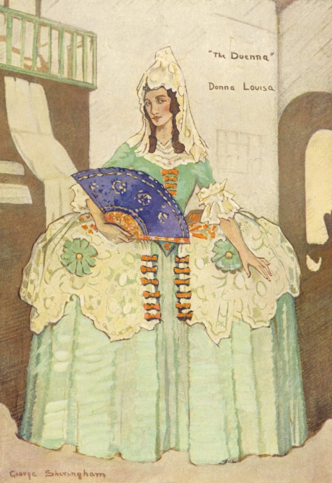 The Duenna 1925 Donna Louisa Canvas Art - George Sheringham (18 x 24)