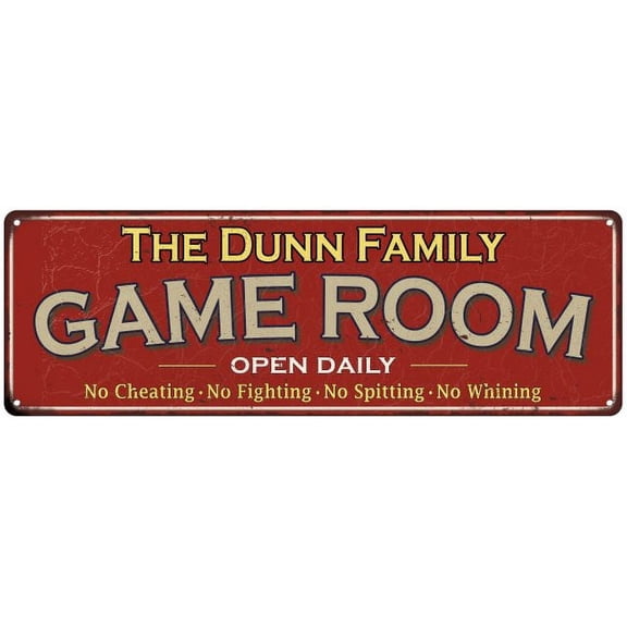 The Dunn Family Red Game Room Metal 6x18 Sign 106180038042