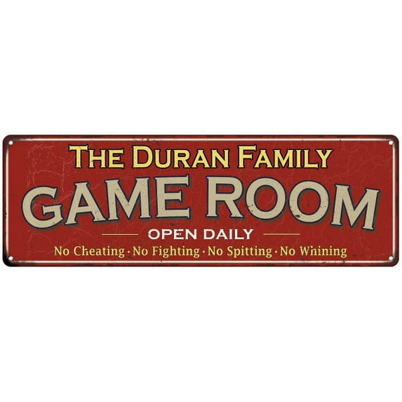 The Duran Family Red Game Room Metal 6x18 Sign 106180038239