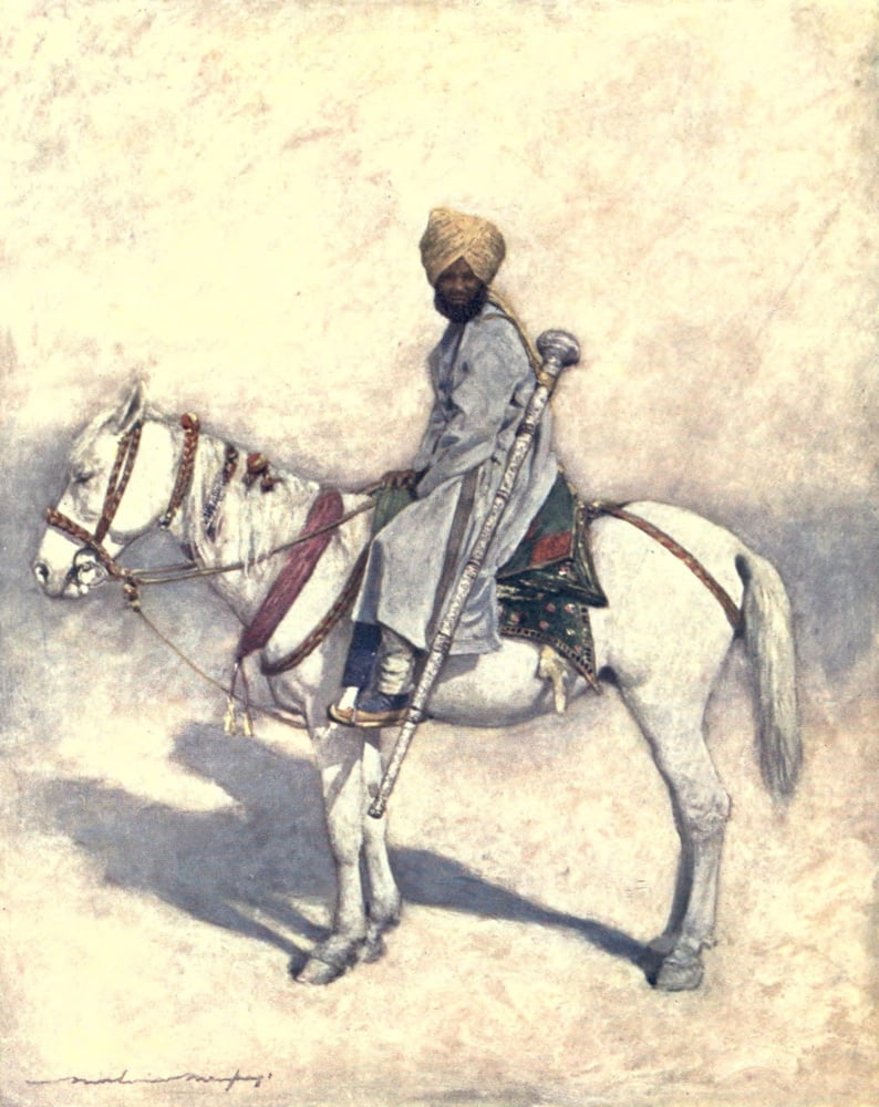 The Durbar 1903 A mounted mace-bearer Canvas Art - Mortimer Menpes (18 x 24)