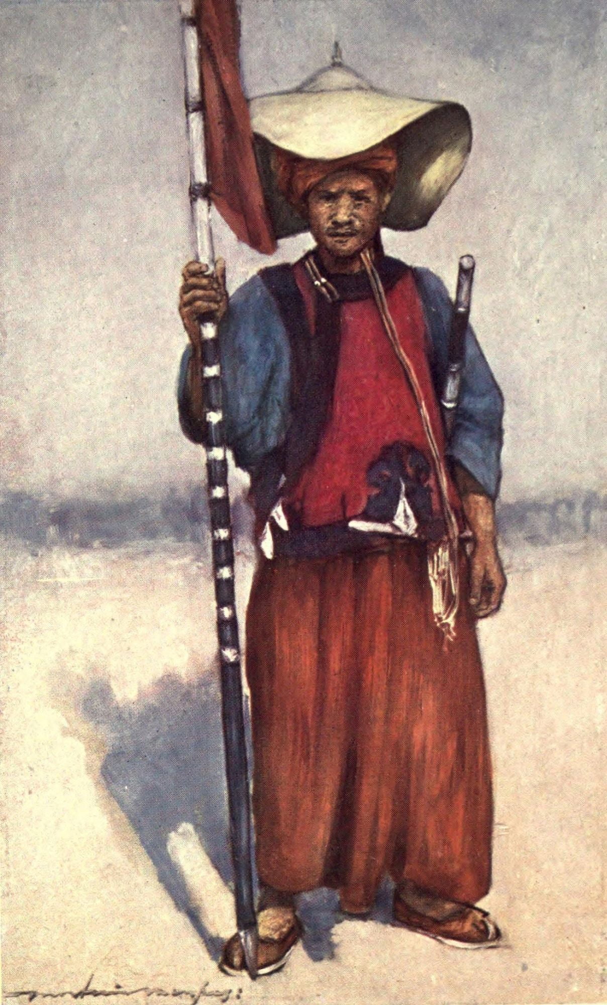 The Durbar 1903 A retainer of the Shan chiefs Canvas Art - Mortimer Menpes (18 x 24)
