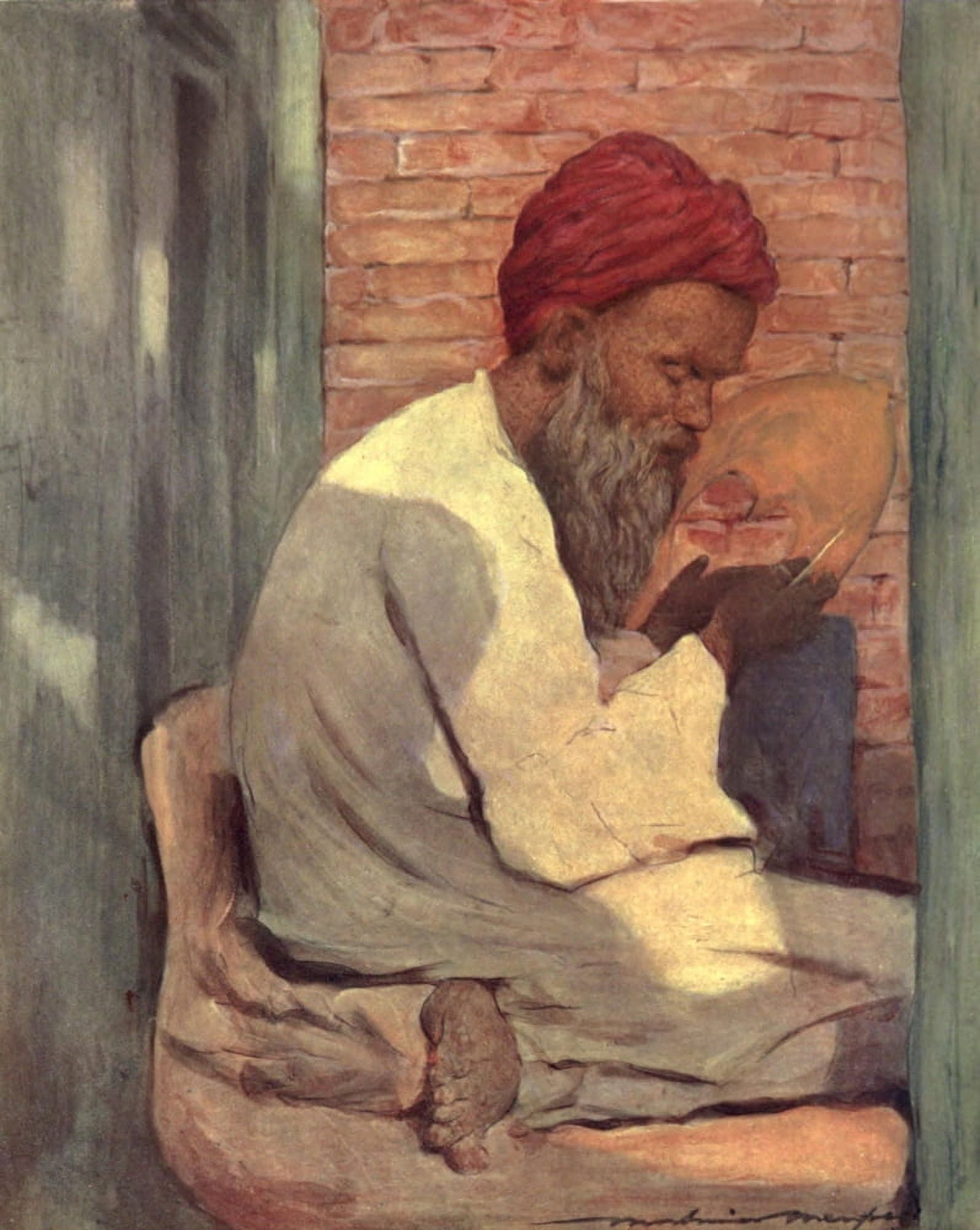 The Durbar 1903 A slipper-maker Canvas Art - Mortimer Menpes (18 x 24)