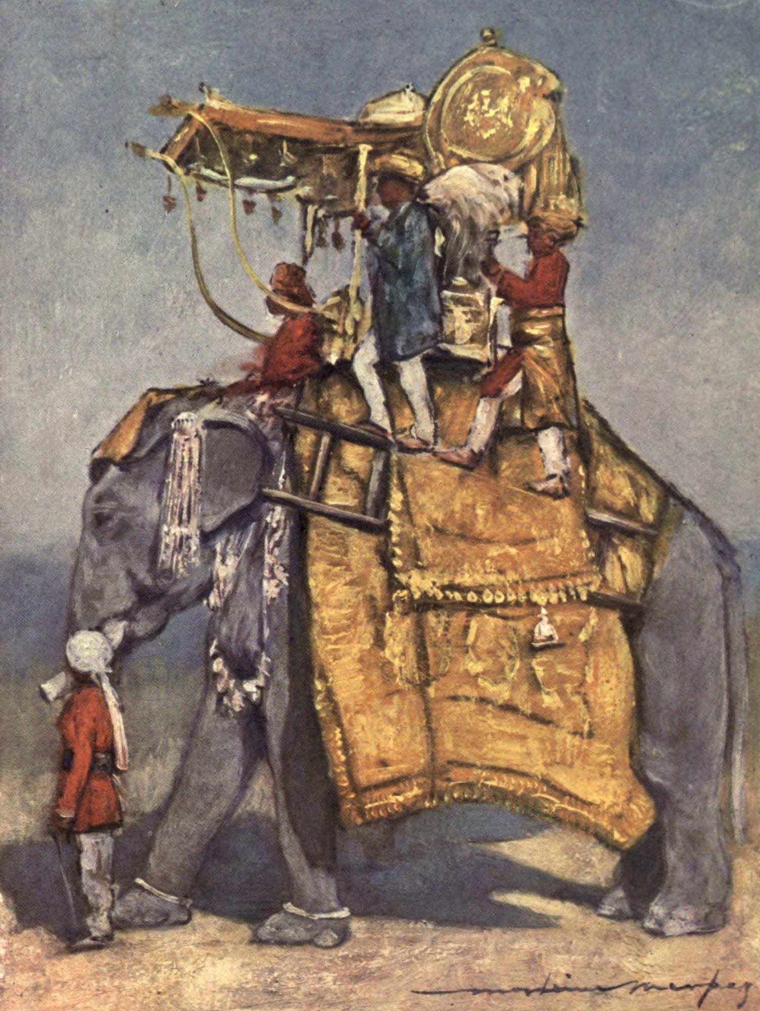 The Durbar 1903 A state elephant Canvas Art - Mortimer Menpes (18 x 24)