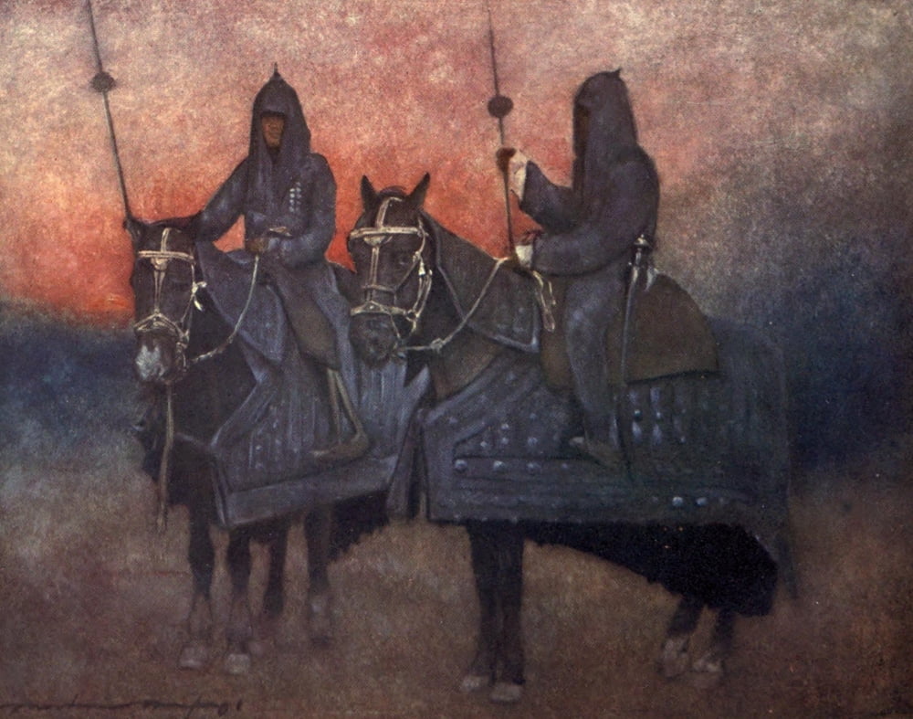 The Durbar 1903 Armoured horses Canvas Art - Mortimer Menpes (18 x 24)