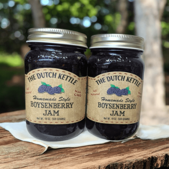 The Dutch Kettle Amish Homemade Boysenberry Jam 2 Pack (18 oz Jars) Small Batch, Sweet & Fruity, Amish Style