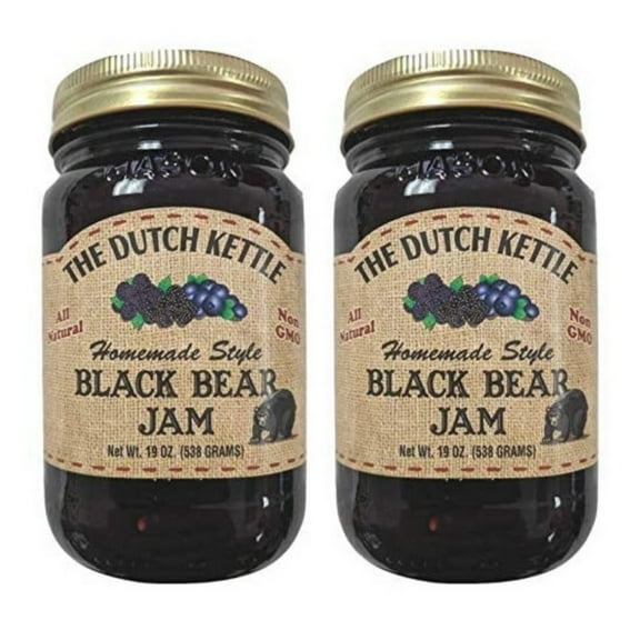 The Dutch Kettle Amish Homemade Style Black Bear Jam All Natural Non-GMO 2 - 19 Oz