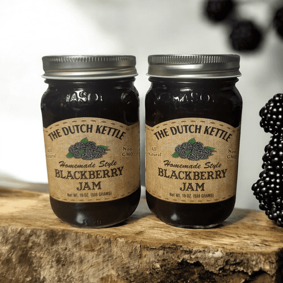 The Dutch Kettle Amish Homemade Style Black Raspberry Jam 2-18 Oz. Jars All Natural Non-GMO No Preservatives Gluten Free