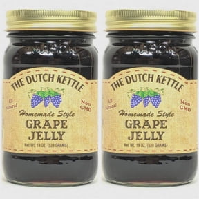 The Dutch Kettle Amish Homemade Style Grape Jelly All Natural Non-GMO 2 - 19 oz. Reusable Jar