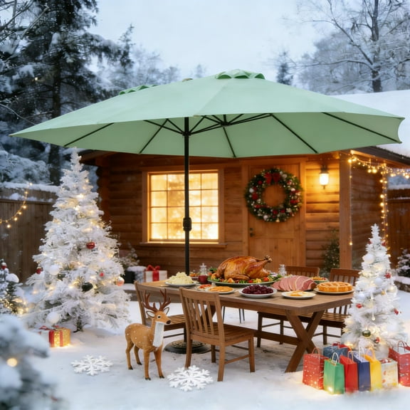 ENYOPRO 14.8 ft Patio Umbrella, Equipped with 14 Heavy-Duty Ribs and a Rotating Crank Handle, waterproof and UV-resistant, suitable for gardens, patios,patios