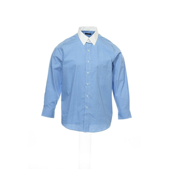 The ESTATE Dress Shirt Blue Checked Button Down Shirt Sport , Size 16.5-32_33