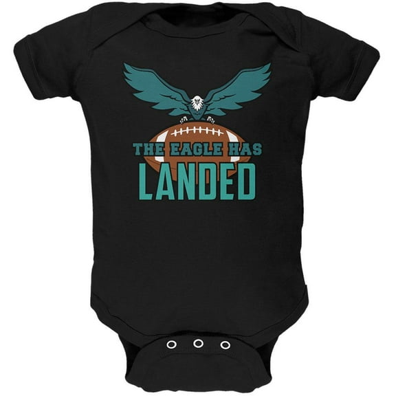 The Eagle Has Landed Football Soft Baby One Piece Black 12-18 M