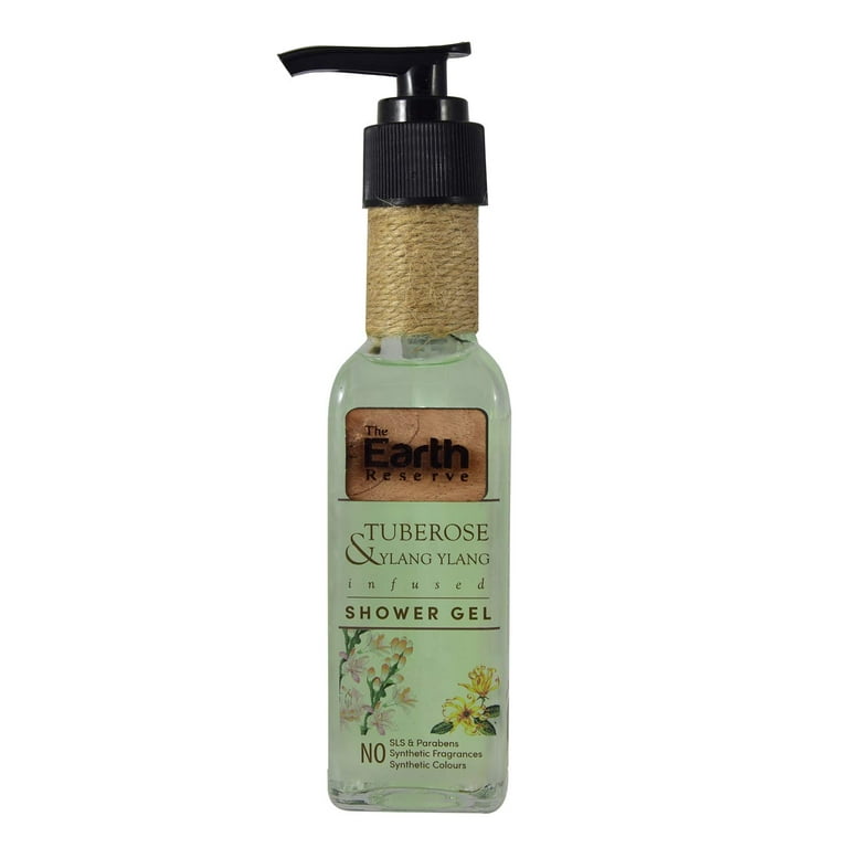 The Earth Reserve Tuberose & Ylang Ylang Shower Gel, SLS, SLES & Paraben  Free, Handrafted with Pure Essential Oils,Gentle & Mild cleansing- 100Ml 