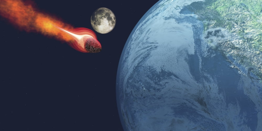 The Earth is about to be hit by an unknown white hot asteroid Canvas Art - Corey FordStocktrek Images (20 x 10)