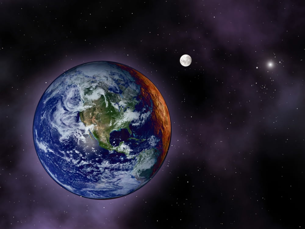 The Earth shown at the outer edges of the known solar system Canvas Art - Stocktrek Images (32 x 24)