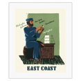 thumbnail image 1 of The East Coast - Washington Baltimore New York Boston Providence New England - Vintage Travel Poster by Edward McKnight Kauffer c.1948 - Fine Art Rolled Canvas Print 16in x 20in, 1 of 4