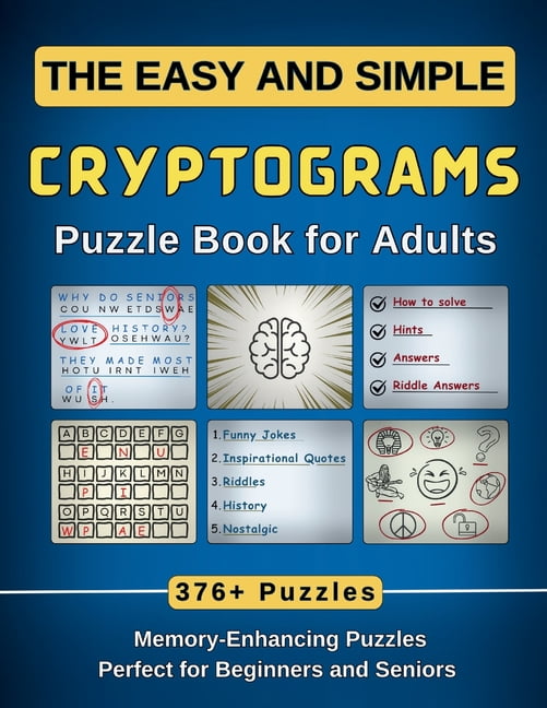 The Easy and Simple Cryptograms Puzzle Book for Adults, (Paperback ...