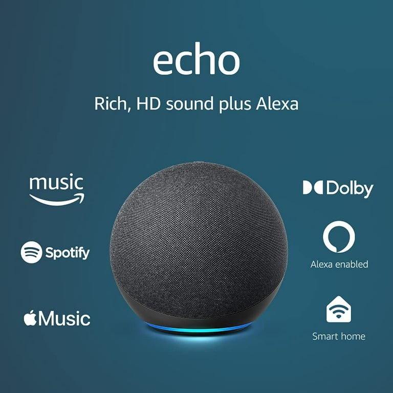 The Echo (4th Gen) With Premium Sound, Home Hub, Alexa | Charcoal - Walmart.com