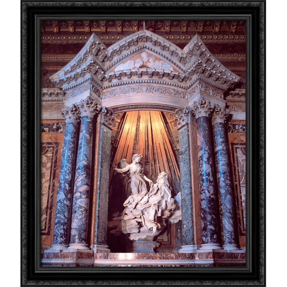 The Ecstasy of Saint Teresa 28x32 Large Black Ornate Wood Framed Canvas Art by Gian Lorenzo Bernini