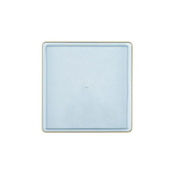 The Edge Collection 7.75" Transparent Blue with Gold Rim Square Plastic Appetizers Plates:60CT