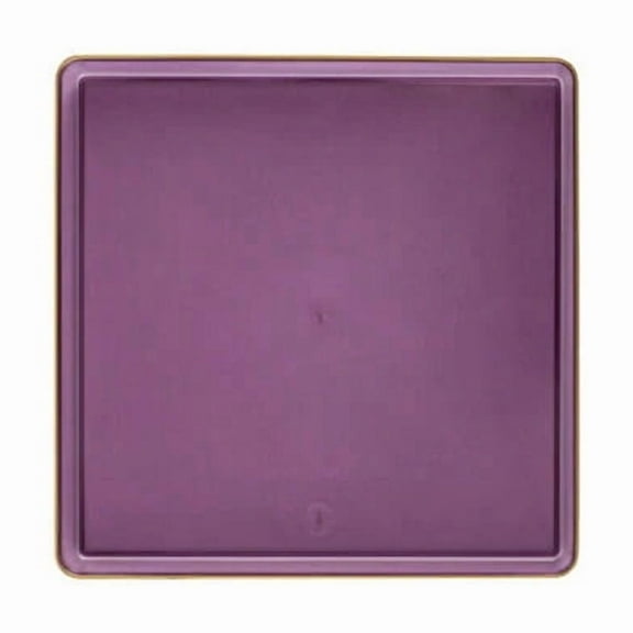 The Edge Collection 7.75" Transparent Purple with Gold Rim Square Plastic Appetizers Plates:60CT