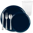 thumbnail image 1 of The Edge Collection Elegant Dark Blue Disposable 420Pcs Plastic Dinner Tableware COMBO Set for 60 Person Serving, 1 of 5