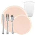thumbnail image 1 of The Edge Collection Elegant Pink Disposable 420Pcs Plastic Dinner Tableware COMBO Set for 60 Person Serving, 1 of 5
