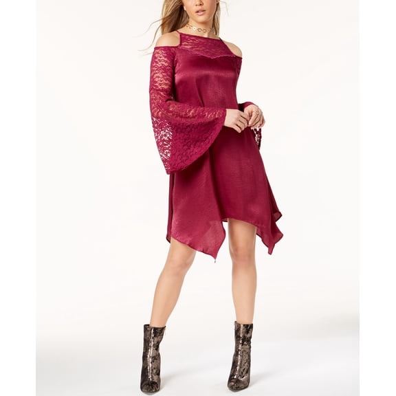 The Edit By Seventeen Juniors Cold Shoulder Dress Burgundy M
