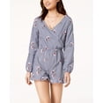 thumbnail image 1 of The Edit By Seventeen Juniors Embroidered Gingham Romper Navy Multi XL, 1 of 1