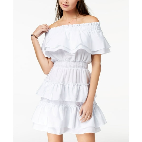 The Edit By Seventeen Juniors Off The Shoulder Fit Flare Dress Bluewhite M