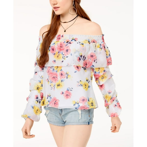 The Edit By Seventeen Juniors Off The Shoulder Top White Multi M