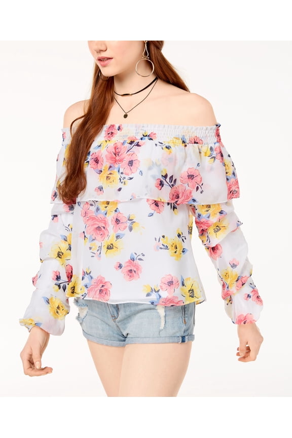 The Edit By Seventeen Juniors Off The Shoulder Top White Multi M