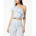 thumbnail image 1 of The Edit By Seventeen Juniors One Shoulder Crop Top Blue White XL, 1 of 1