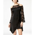 thumbnail image 1 of The Edit By Seventeen Lace-Trimmed Cold-Shoulder Dress Juniors S Black $77, 1 of 1