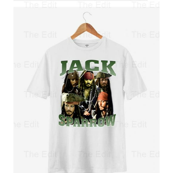 The Edit Vintage Jack Sparrow T-shirt for Pirates of the Caribbean fans, for unisex up to 5XL.