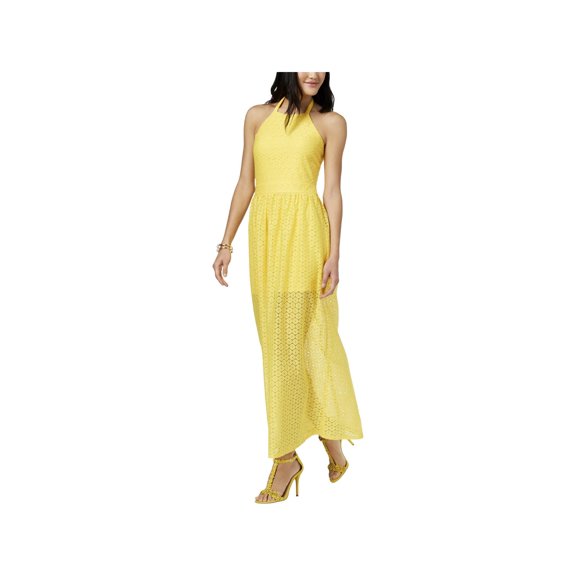 The Edit Womens Juniors Crochet Halter Maxi Dress