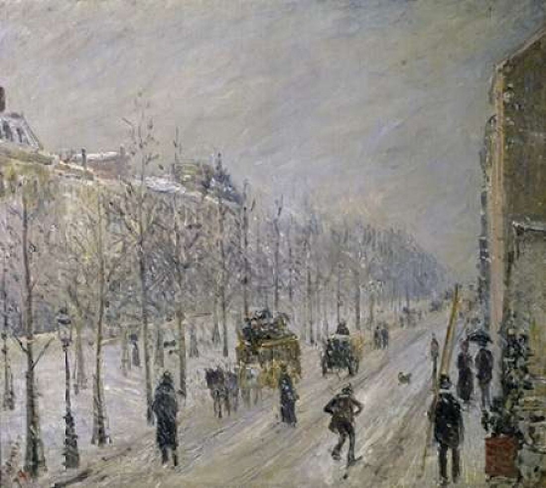 The Effect of Snow on the Boulevards Appearance Canvas Art - Camille Pissarro (24 x 24)