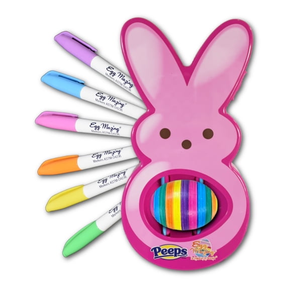 The Eggmazing Egg Decorator - Peeps Bunny - Easter Egg Decorator Includes 6 Colorful Markers - Pink