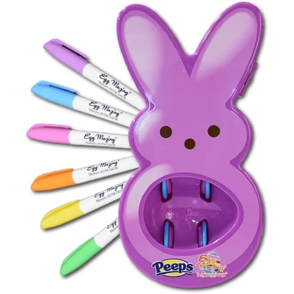 The Eggmazing Egg Decorator - Peeps Bunny - Arts and Craft Set Includes 6 Colorful Quick Drying, Non-Toxic Markers - Purple