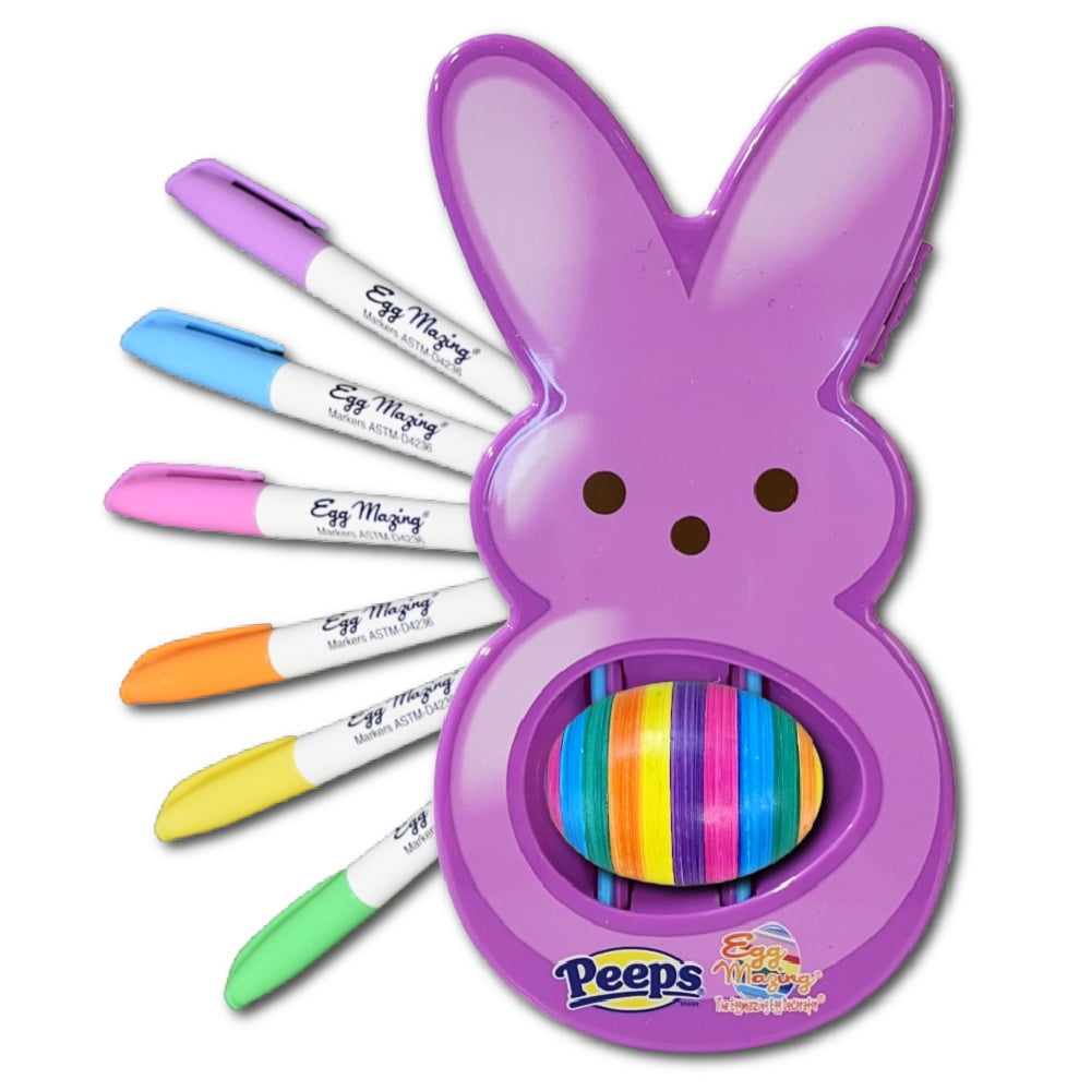 The Eggmazing Egg Decorator - Peeps Bunny - Arts and Craft Set Includes 6 Colorful Quick Drying, Non-Toxic Markers - Purple