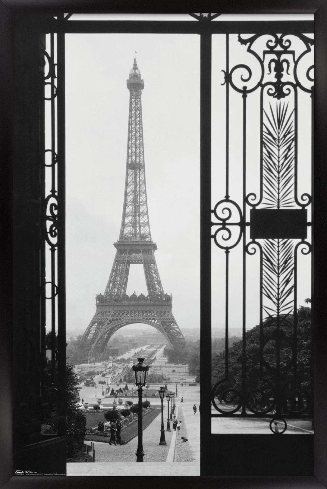 The Eiffel Tower - Gate View Wall Poster, 14.725" x 22.375", Framed