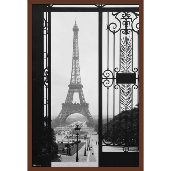 The Eiffel Tower - Gate View Wall Poster, 22.375" x 34", Framed